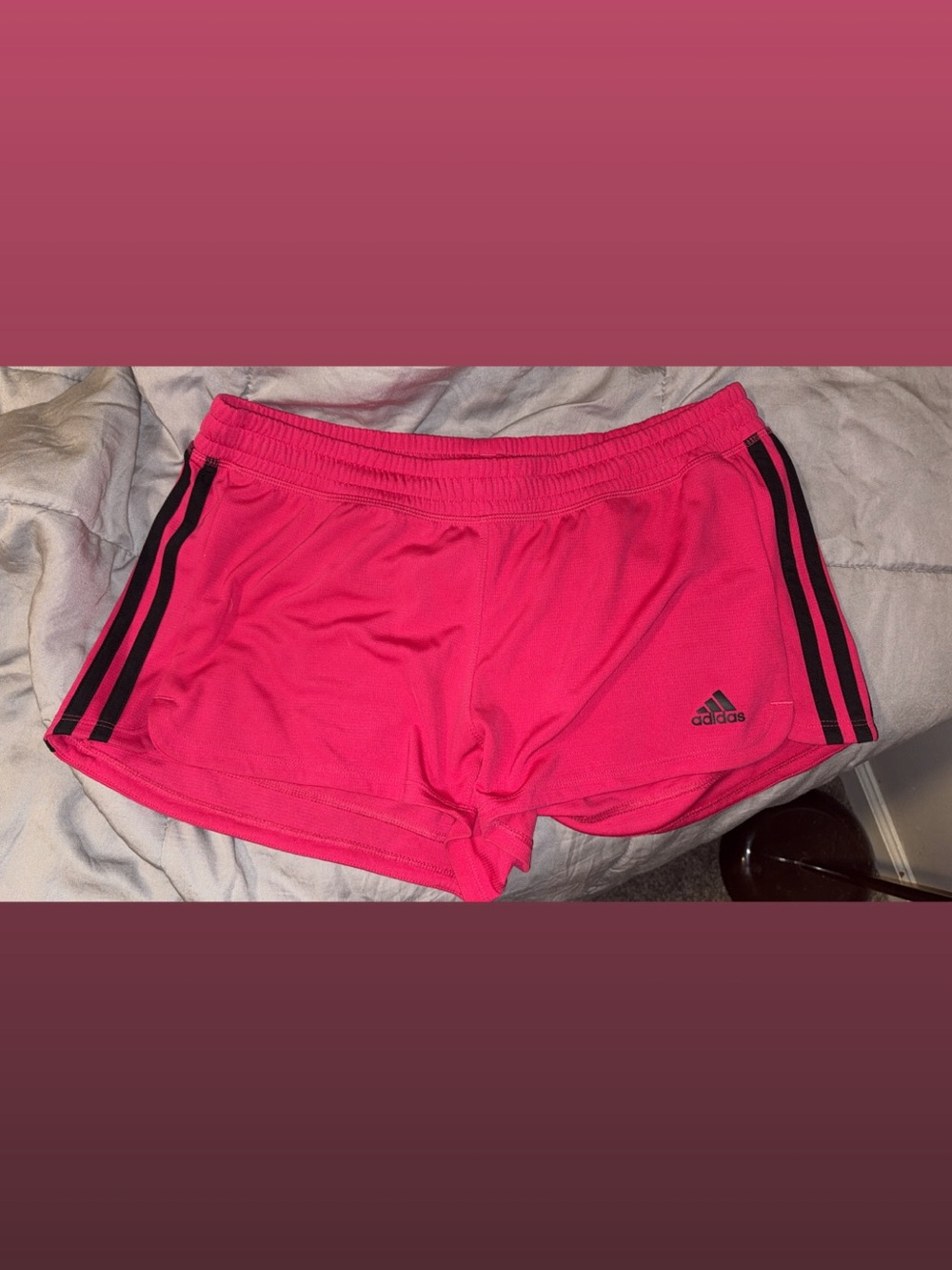 adidas Women's Hot Pink Athletic Shorts with Black Stripes